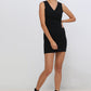 V-neck Sleeveless Bodycon Dress In Black