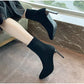 Women Stretch Ankle Boots Pointed Toe Pumps Elastic Fabric High Heels