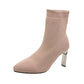 Women Stretch Ankle Boots Pointed Toe Pumps Elastic Fabric High Heels