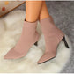 Women Stretch Ankle Boots Pointed Toe Pumps Elastic Fabric High Heels