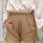 Women's Casual Pocketed Flutter Khaki Linen Cotton Shorts