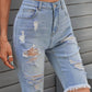 Women's Fashion Light Blue Distressed Jeans Bermuda Shorts