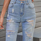 Women's Fashion Light Blue Distressed Jeans Bermuda Shorts