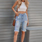 Women's Fashion Light Blue Distressed Jeans Bermuda Shorts