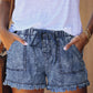 Women's Summer Blue Pocketed Frayed Thick Thighs Denim Shorts