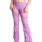 Bell Bottom Yoga Layered Mesh Flared Leg Pants Leggings Lavender S M L