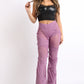 Bell Bottom Yoga Layered Mesh Flared Leg Pants Leggings Lavender S M L