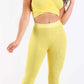 Mesh Contrast Sets Casual Sports Strappy Sleeve Top & Leggings YELLOW