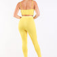 Mesh Contrast Sets Casual Sports Strappy Sleeve Top & Leggings YELLOW