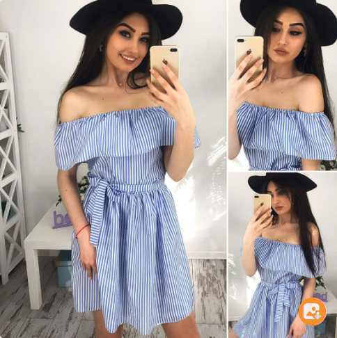 Aliexpress EBAY's new women's sexy one-shoulder-stripe dress