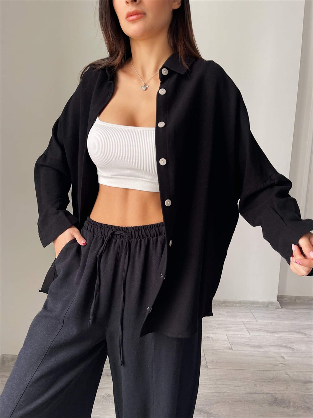 Women Oversized Shirt Tops Harem Pants Sets