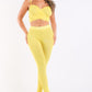 Mesh Contrast Sets Casual Sports Strappy Sleeve Top & Leggings YELLOW