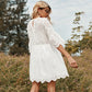 New Round Neck White Hollow out Loose Dress