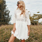 New Round Neck White Hollow out Loose Dress