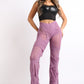 Bell Bottom Yoga Layered Mesh Flared Leg Pants Leggings Lavender S M L