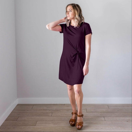 Front Knot Short Sleeve Dress