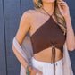 Lace-up Halter Knit Bralette